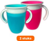 2x oefendrinkbekers baby - blauw & roze - antilekdrinkbekers - VCompany