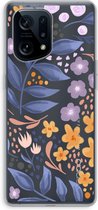 Case Company® - Hoesje geschikt voor Oppo Find X5 hoesje - Flowers with blue leaves - Soft Cover Telefoonhoesje - Bescherming aan alle Kanten en Schermrand