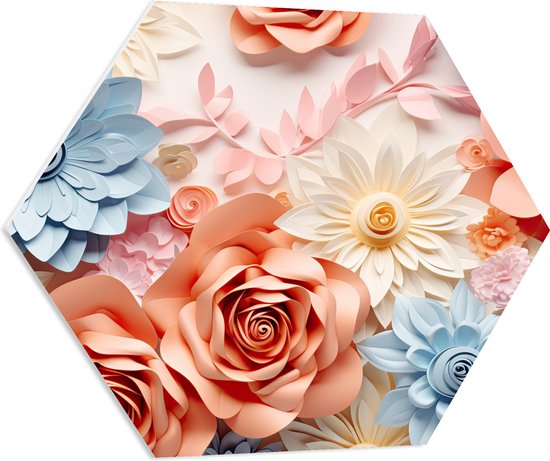 PVC Schuimplaat Hexagon - Bloemen - Kleuren - Decoratie - 80x69.6 cm Foto op Hexagon (Met Ophangsysteem)