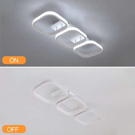 LuxiLamps - Plafonnier Moderne à 3 Head - Lustre - Plafonnier - 52 cm - Wit - Plafonnier