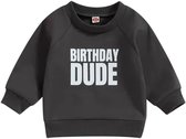 Cakesmash verjaardag sweater Birthday Dude donker grijs maat 12 - 18 maanden cakesmash - eerste verjaardag