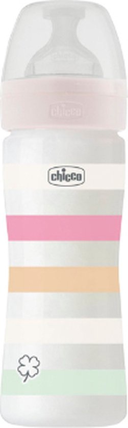 Chicco zuigfles Siliconen Well Being 250ml wit