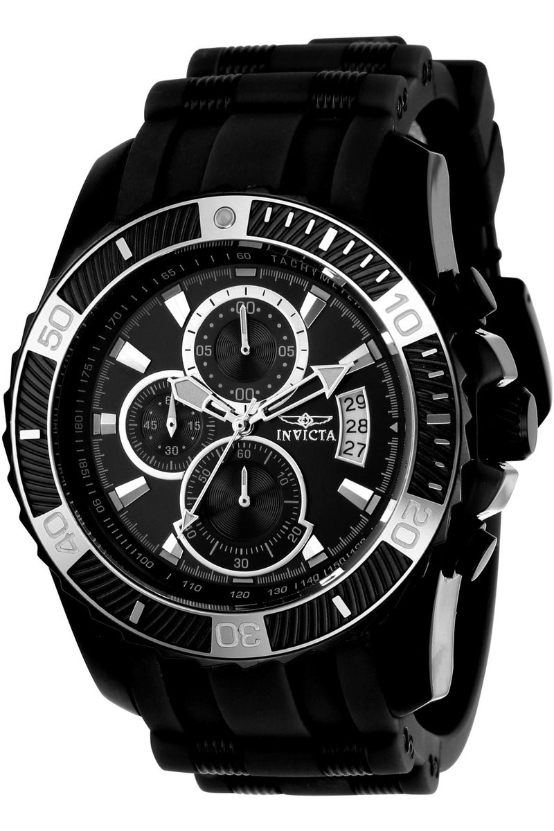 Invicta Pro Diver - SCUBA 22433 Heren Horloge - Waterdicht - Analoog - Quartz Uurwerk - Roestvrij Staal met zwarte Wijzerplaat - 45mm