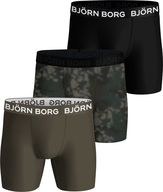 Björn Borg Performance boxers - microfiber heren boxers lange pijpen (3-pack) - multicolor - Maat: M