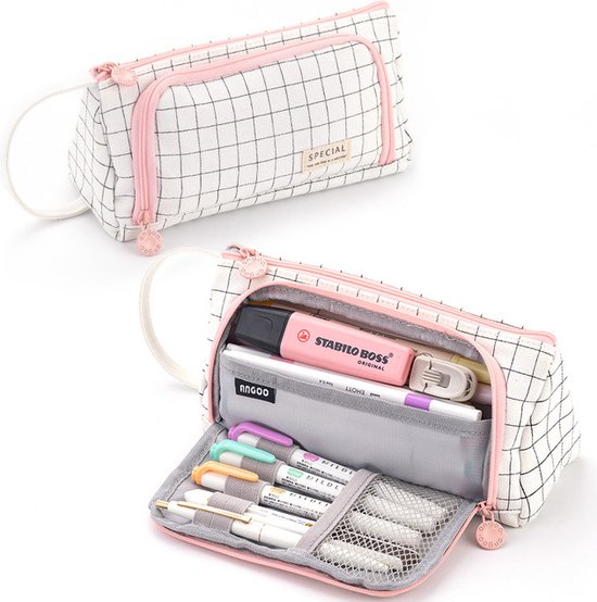 NEWUPZSI NEWUPZSI Etui, etui voor meisjes en jongens, 3 compartimenten regenboog, etui, Regenboog met 3 compartimenten, Potlood etui