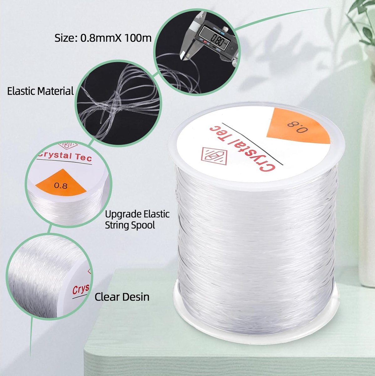 Redamancy Elastisch kralenkoord, 2 rollen 0,5 mm x 18 m en 1 mm x 5 m, transparant