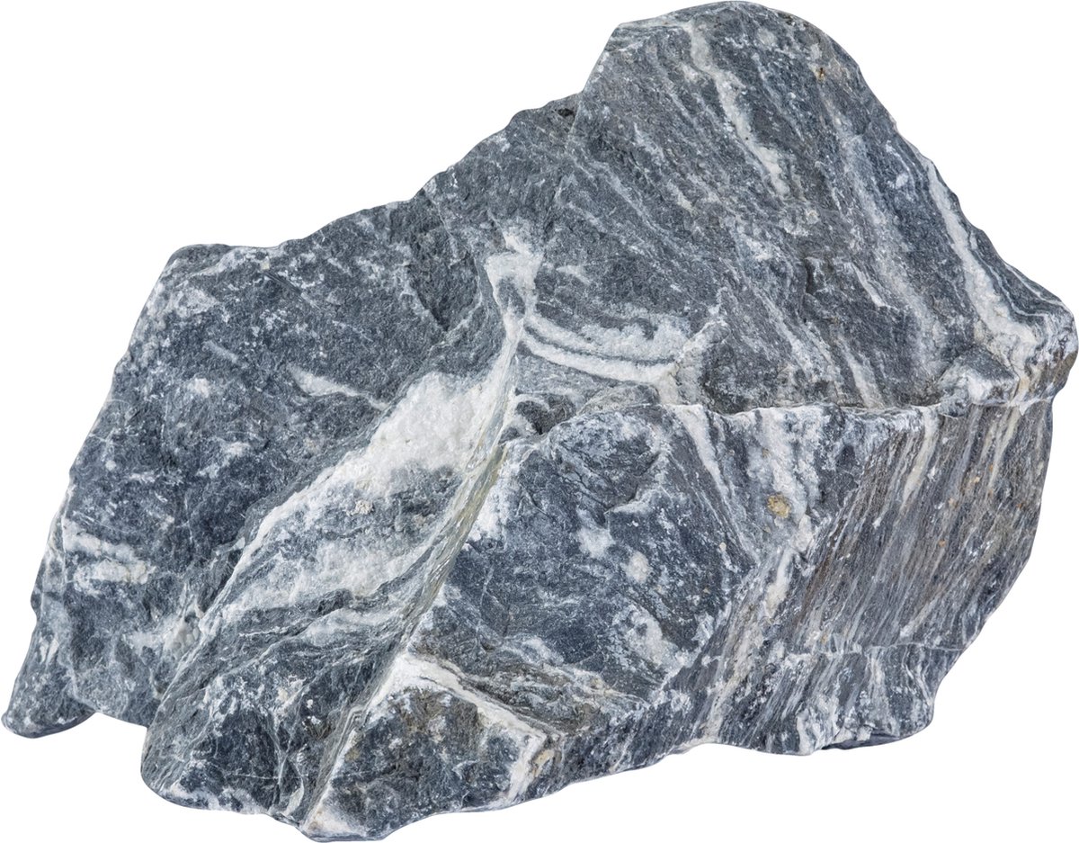 Sera - Rock Zebra Stone - Grijze natuursteen met witte aderen - Small/Medium - 0,6 – 1,4 kg - 1 stuk