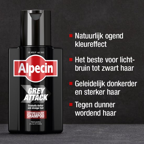 Alpecin Grey Attack Cafeïne & Kleur Shampoo voor Mannen 3x 200ml |  Geleidelijk... | bol
