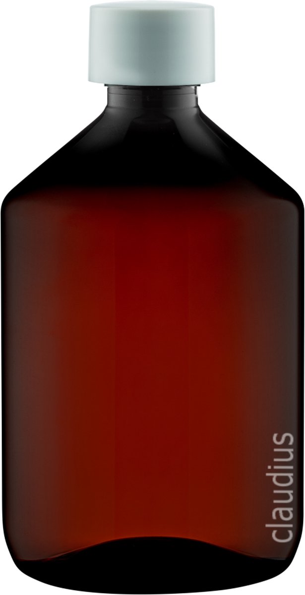 Lege Plastic Fles Apothekersfles 500 ml PET Amber bruin - met witte dop - set van 10 stuks - navulbaar- leeg