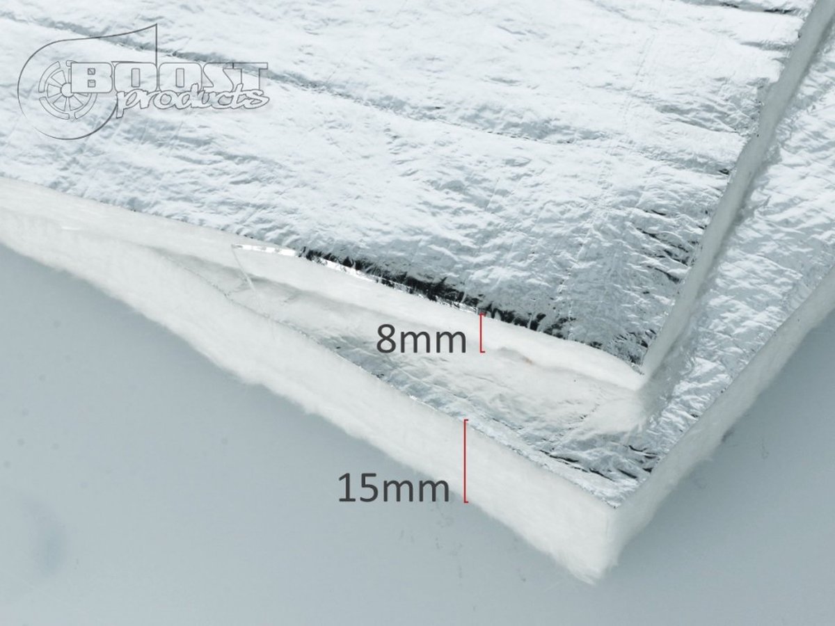 Hittebescherming – glasvezelmat met aluminium coating 15 mm – 30 x 30 cm