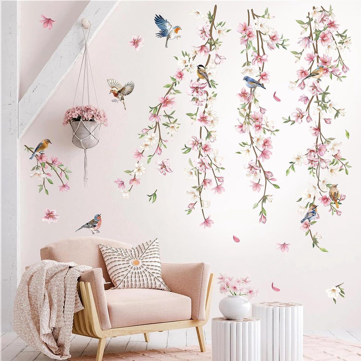 Stickers Muraux Fleurs de Cerisier Autocollant Mural Branche Arbre Amovible  Deco Stickers Rose Chambre Enfant Bébé Salon Decoration - Cdiscount Maison