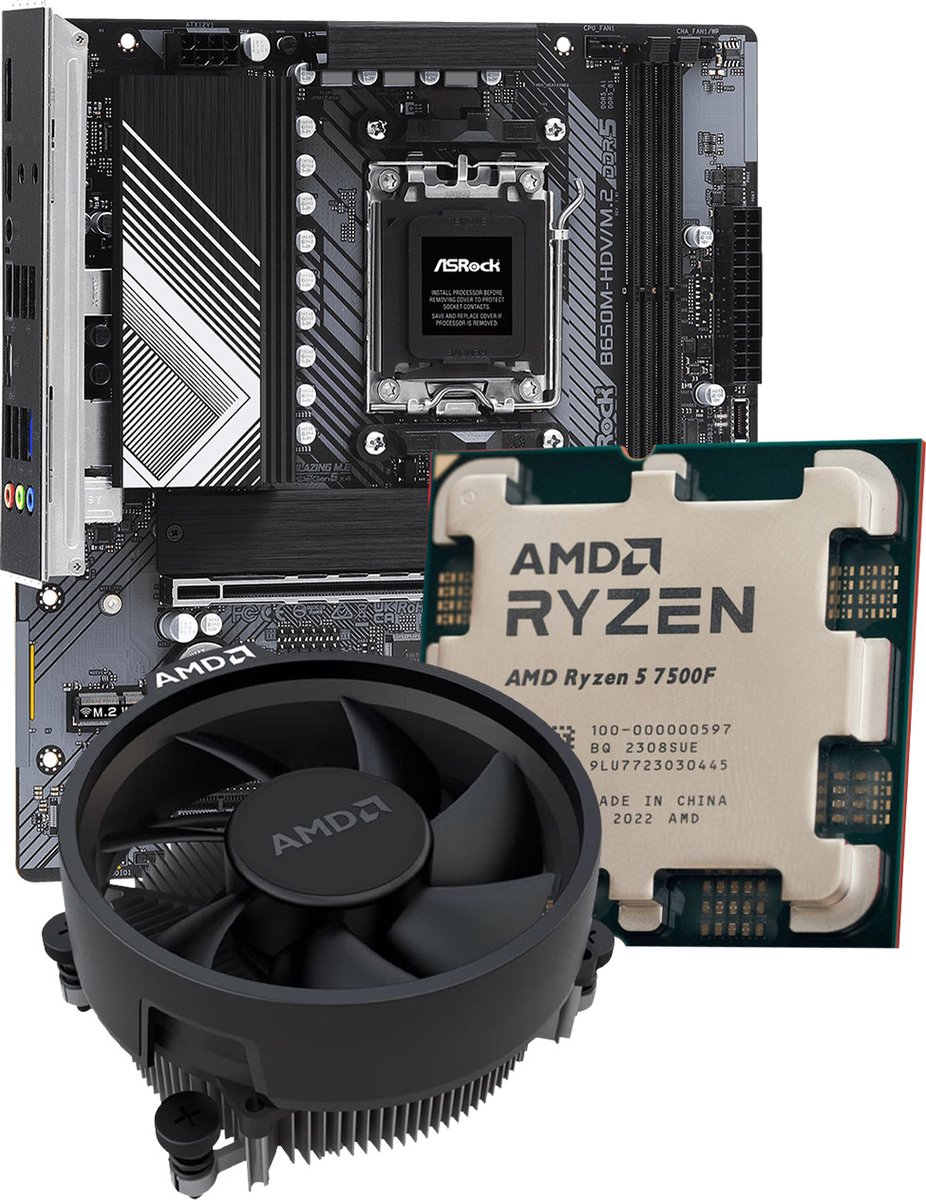 Azerty Bundel Asrock 7500F - Bundel - AMD Ryzen 5 7500F - Asrock B650M-HDV/m.2