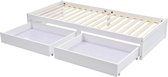 Merax Eenpersoons Kinderbed met Opbergruimte - Bed voor Kinderen met 2 Lades - Wit
