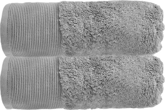 Allure Bamboe Handdoeken, 2 stuks, 50 x 90 cm, hypo-allergeen, antibacterieel voor de badkamer (zilvergrijs)
