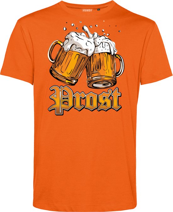 T-shirt Prost | Oktoberfest dames heren | Carnavalskleding heren dames | Foute party | Oranje | maat 4XL