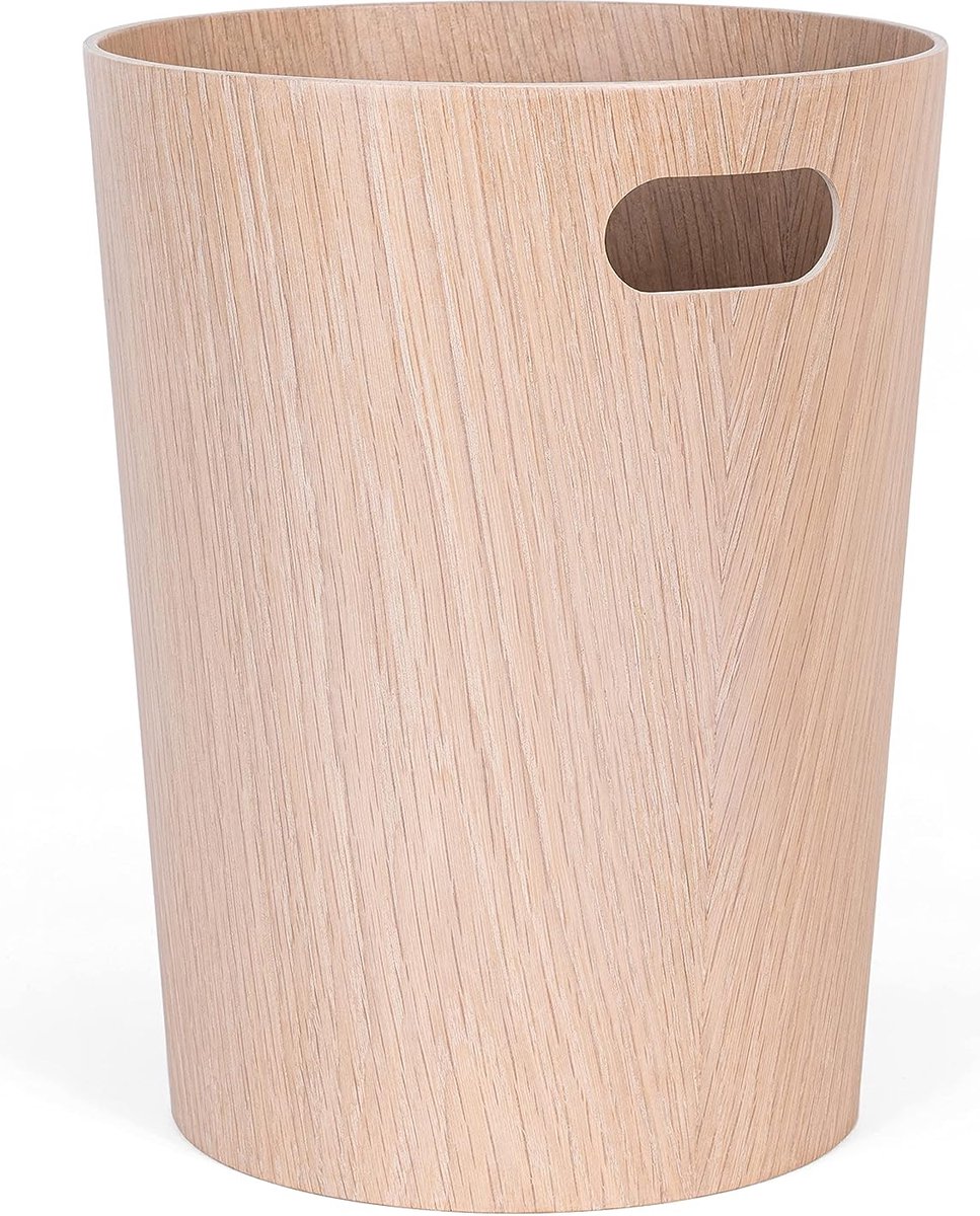 Goedkoopste Echt houten prullenbak | Moderne houten prullenbak voor kantoor, kinderkamer, slaapkamer en nog veel meer | eiken wit
