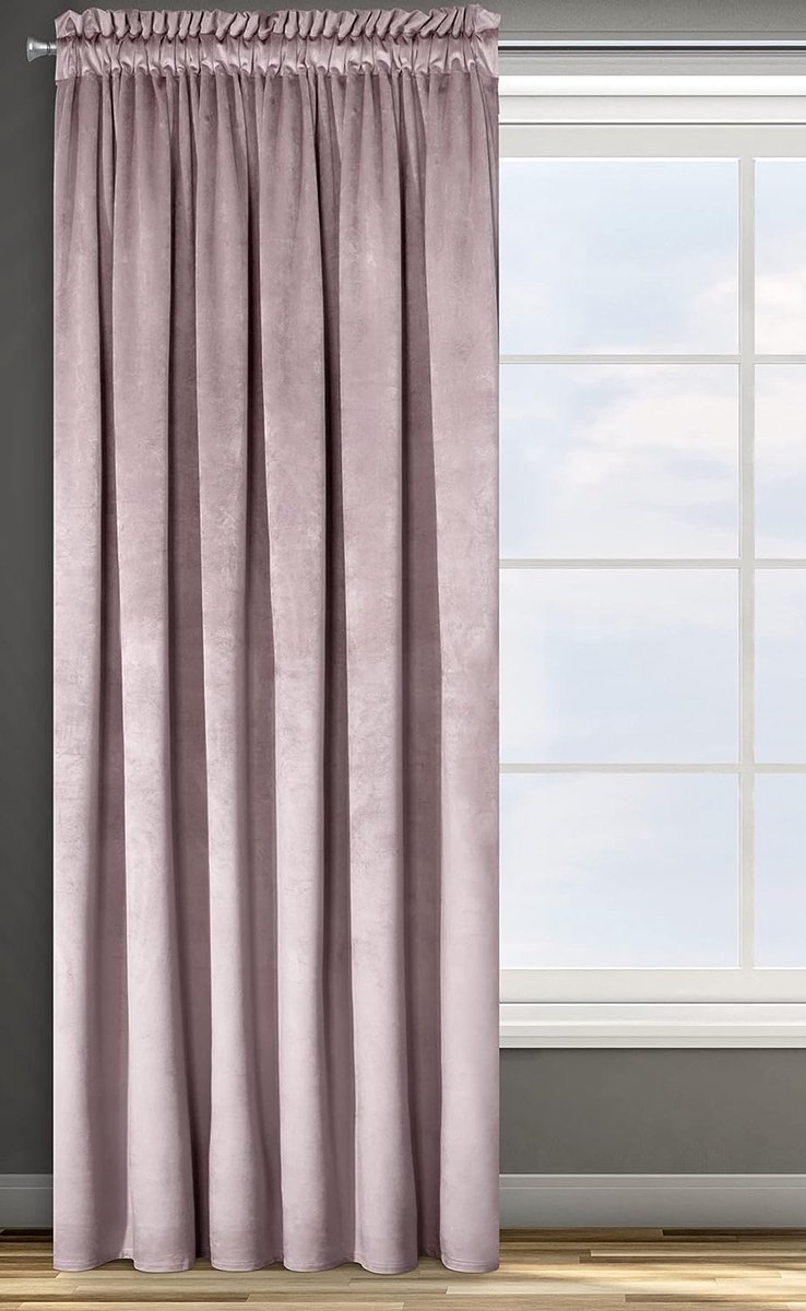 ROZE gordijn fluwelen ruchesband - 1 stuk. Zacht, elegant gordijn, 200 g/m², elegant, glad, uni, pluizig, modern, klassiek, woonkamer, slaapkamer, 135 x 300 cm, oudroze
