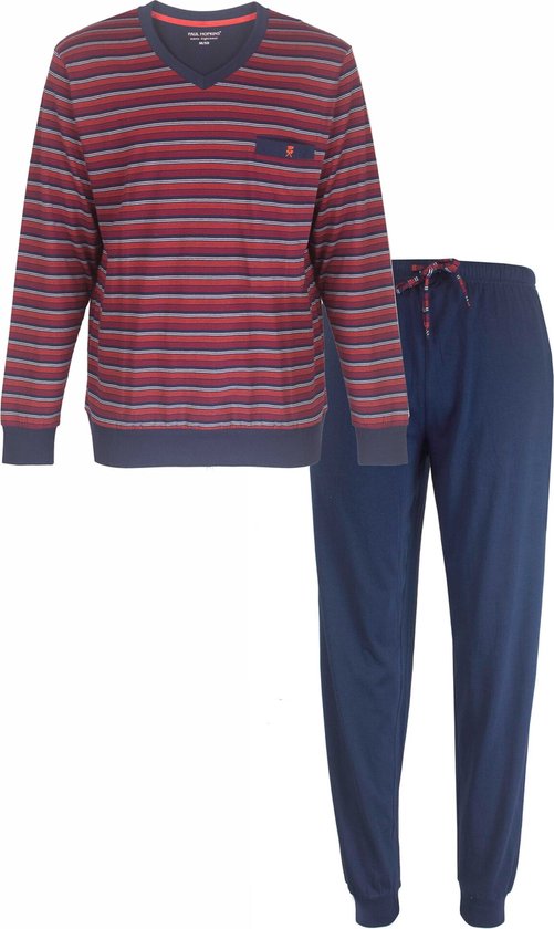 Set pyjama homme Paul Hopkins - Design rayures - 100% Katoen peigné - Blauw - Tailles : XXL