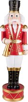 HAES DECO - Kerst Notenkraker - Kleur Rood - Formaat 24x21x82 cm - Materiaal Keramiek - Notenkraker Figuur - Notenkraker Soldaat - Kerstfiguur - Kerstdecoratie