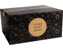 Lege Kerstpakketdoos fijne feestdagen zwart 450 x 350 x 230 mm - pak met 10 dozen | kerstdoos | kerst geschenk | geschenkdoos | kerstdoos leeg