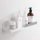 Witte zelfklevende badkamerplanken zonder boren Lichtgewicht zwevende plankorganizer voor het lijmen van kunststof wandgemonteerde doucheplank met grijze bescherming
