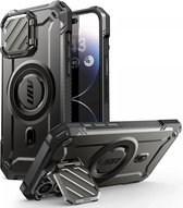 SUPCASE UB Pro MagXT Hoesje Geschikt voor Apple iPhone 15 Pro Max - Back Cover met Camera Protector Kickstand - Compatibel met MagSafe - Extra Camera Bescherming - Zwart