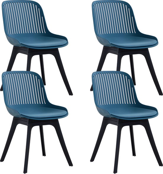 Set van 4 Stoelen - Eetkamerstoel - 4 Stuks - Eetkamerstoelen - 4 stoelen - Blauw