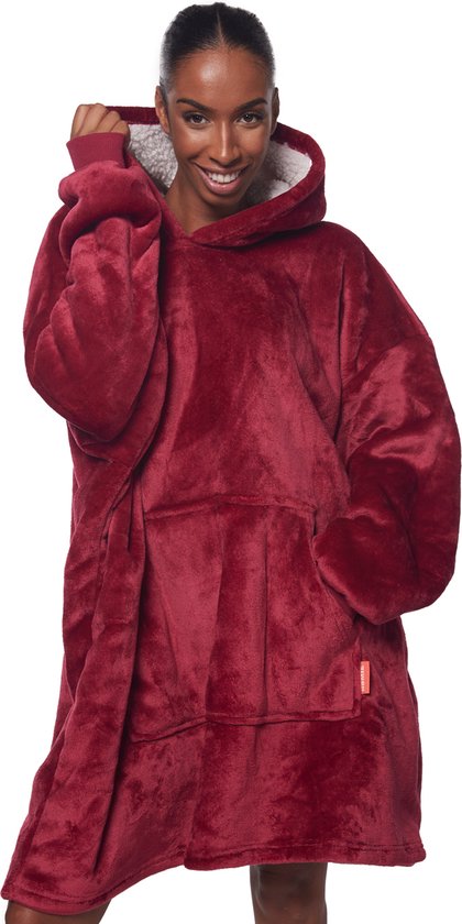 Homie Hoodie – Ultrazachte hoodie deken – Plaid met mouwen – Rood