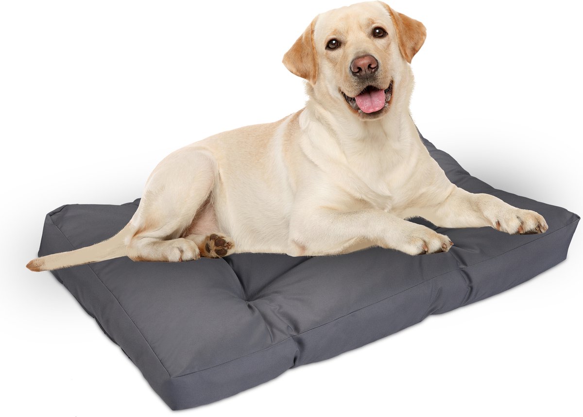 Relaxdays hondenkussen, 110 x 90 cm, zachte hondenmand voor grote honden, waterafstotend, wasbaar hondenbed, grijs