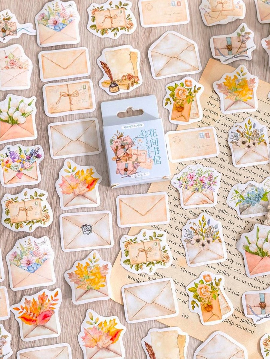 Stickerset Envelopjes met Bloemen - 46 stuks - Bullet Journal Stickers - Planner Agenda Stickers - Scrapbook stickers - Bujo stickers - Hobbystickers - Stickers volwassenen en kinderen — afbeelding 9