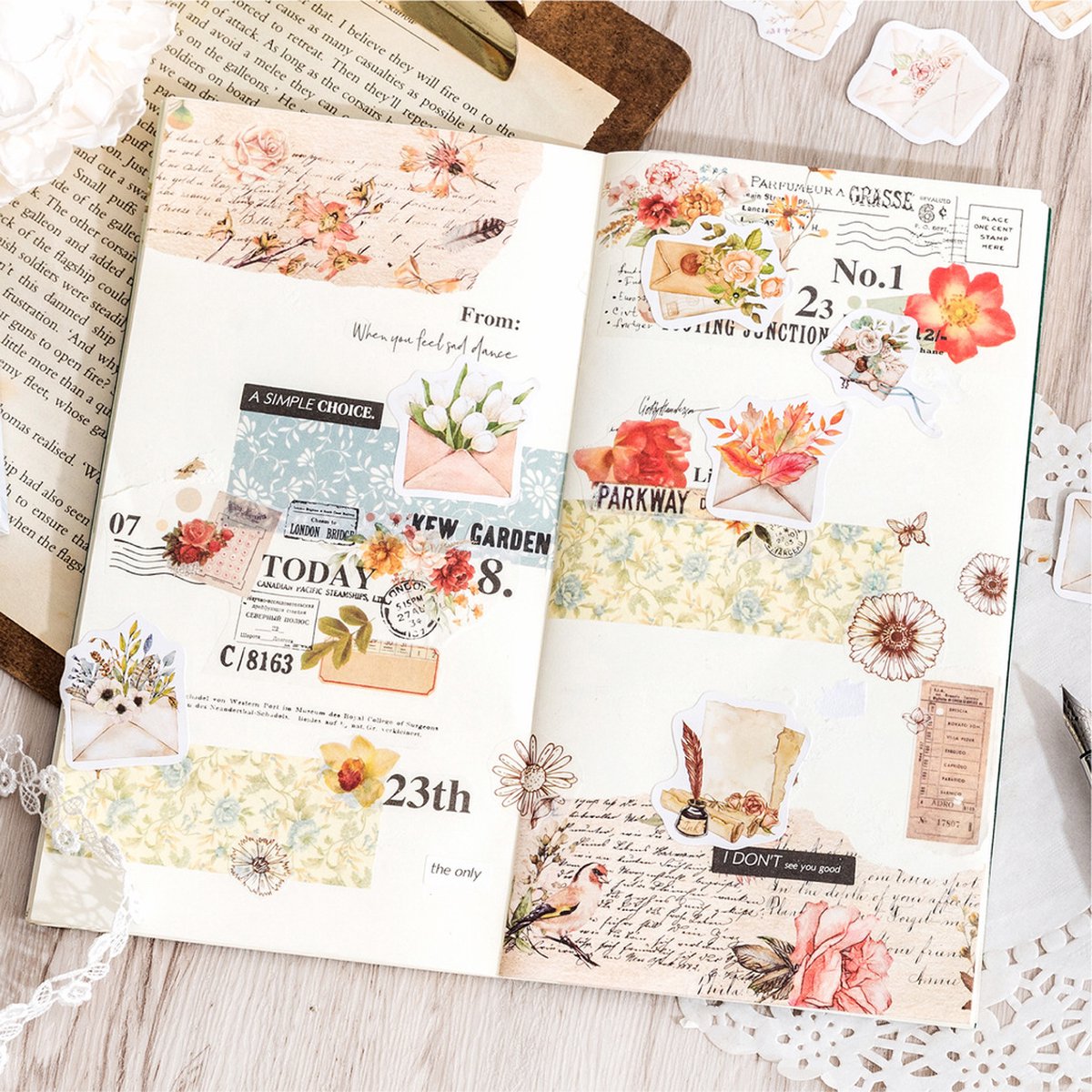 Stickerset Envelopjes met Bloemen - 46 stuks - Bullet Journal Stickers - Planner Agenda Stickers - Scrapbook stickers - Bujo stickers - Hobbystickers - Stickers volwassenen en kinderen — afbeelding 3