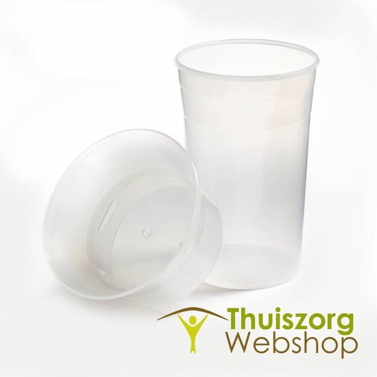 Beker voor slikstoornis: 200 ml wit-transparant, incl. houder met 2 handvatten van Etac — afbeelding 3