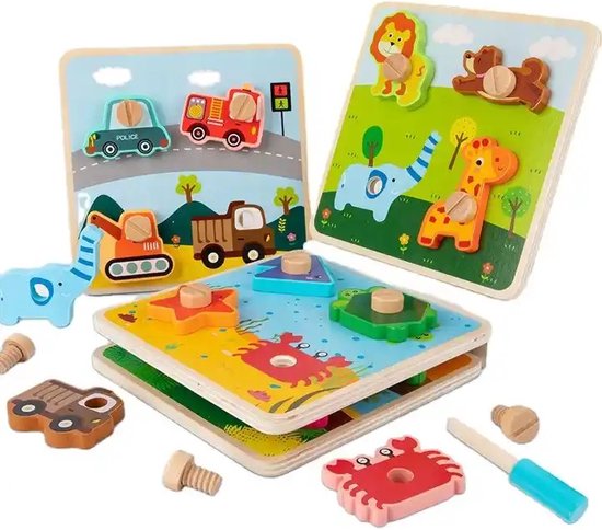 Puzzle véhicules en bois - Dès 18 mois - Puzzle enfant - speelgoed
