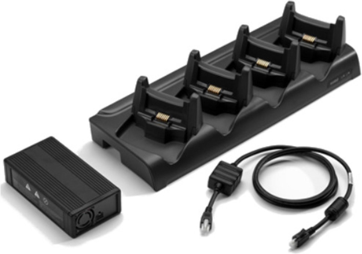 Zebra 4-Slot Ethernet Charge Cradle Kit Zwart Batterijlader voor binnengebruik