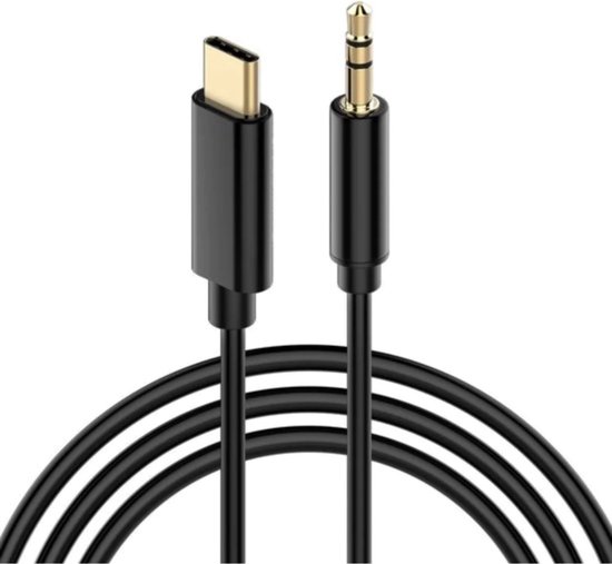 Câble Aux USB-C pour voiture - Câble Audio Aux USB-C vers prise casque - 3,5 mm - 1 mètre - Zwart - Tressé