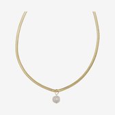 Essenza Large Pearl Charm Necklace Gold