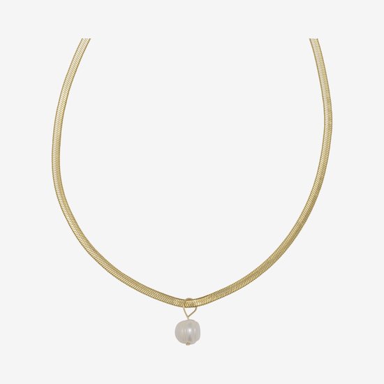 Essenza Large Pearl Charm Necklace Gold