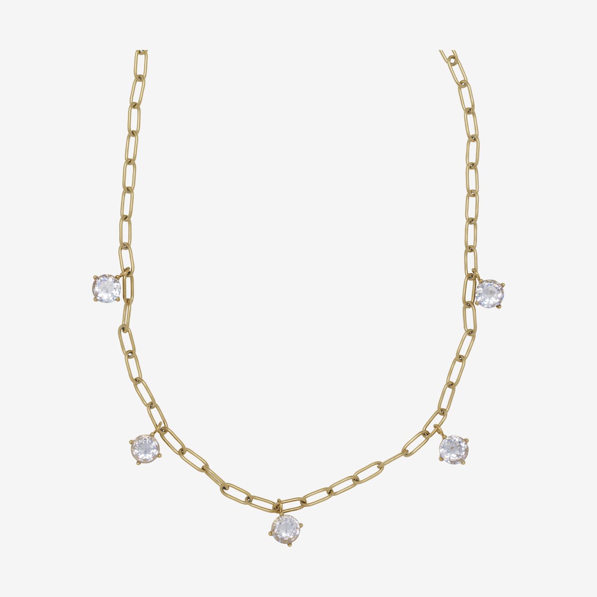 Essenza Large White Stones Necklace Gold