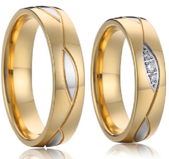 Jonline Prachtige Ringen voor hem en haar Goudkleur | Trouwringen|Vriendschapsringen|Relatieringen - Jonline
