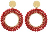 Oorbellen met Glaskralen - 5 cm - Rood