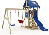 Wickey Speeltoren DinkyStar met schommel, blauwe glijbaan, klimladder en zandbak