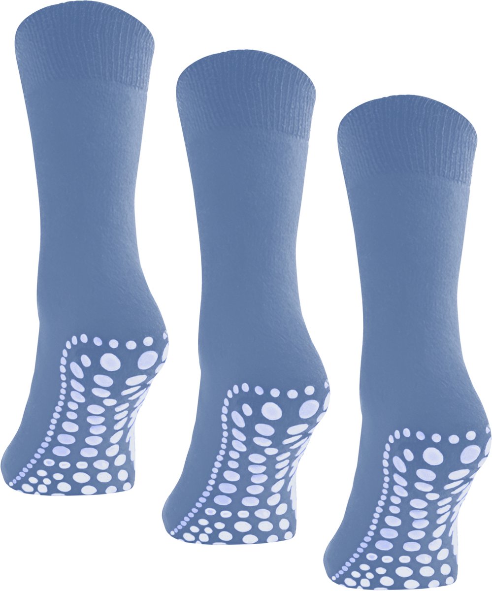 Budino Huissokken set - Antislip sokken - 3 paar - maat 39-42 - Dark Jeans Blauw