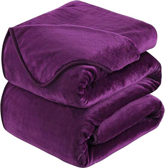 Plaid épais polaire couverture 220x240 cm violet doux et chaud lit double  couverture... | bol.com