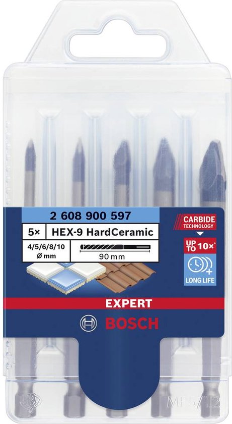 Jeu de forets pour carrelage Bosch Accessories EXPERT HEX-9 HardCeramic  2608900597 5