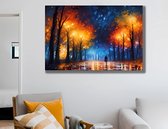 Betoverende Herfsttinten: Metaalschilderij, alupanel, Metal poster in Afremov's Stijl - 80 x 120 cm.