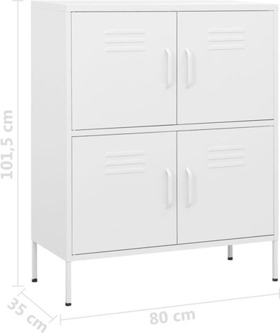Armoire de rangement en acier The Living Store - 80 x 35 x 101,5 cm - Wit