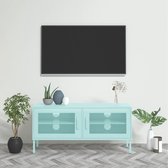 The Living Store TV-meubel - Stalen constructie - Mint - 105x35x50 cm - 2 gaasdeuren