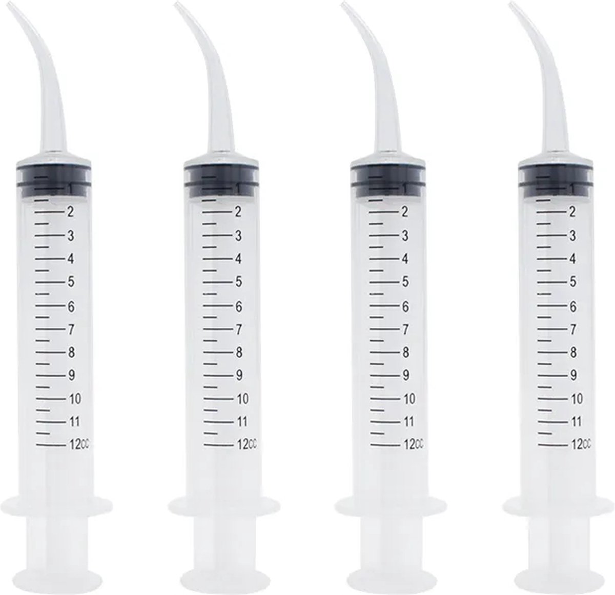 Goedkoopste Kaakspuit zonder naald - spuit - 4 Stuks - 12ML - injectiespuit zonder naald - doseerspuit - wegwerpspuit - elleboogspuit mond - kaakspuitje met gebogen tip - mond spuit