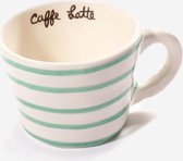 Set van 2 - Cup latte green stripes - Kop met oor - handgemaakt - duurzaam - Agneta Livijn