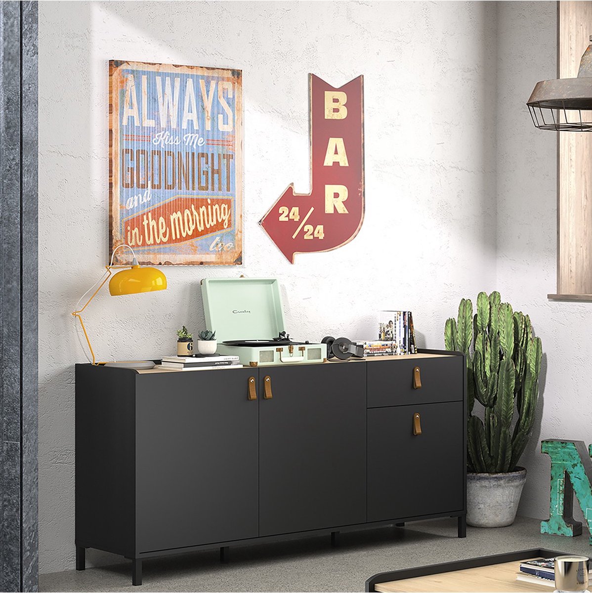 Diagone - Dressoir - Zwart - 160x45x79 cm